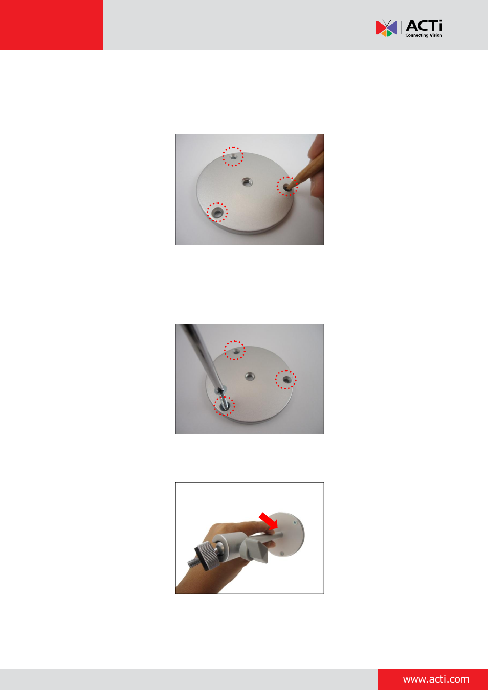 Step 5: install the bracket | ACTi Bullet Camera on Straight Wall with Bundled Bracket User Manual | Page 14 / 56