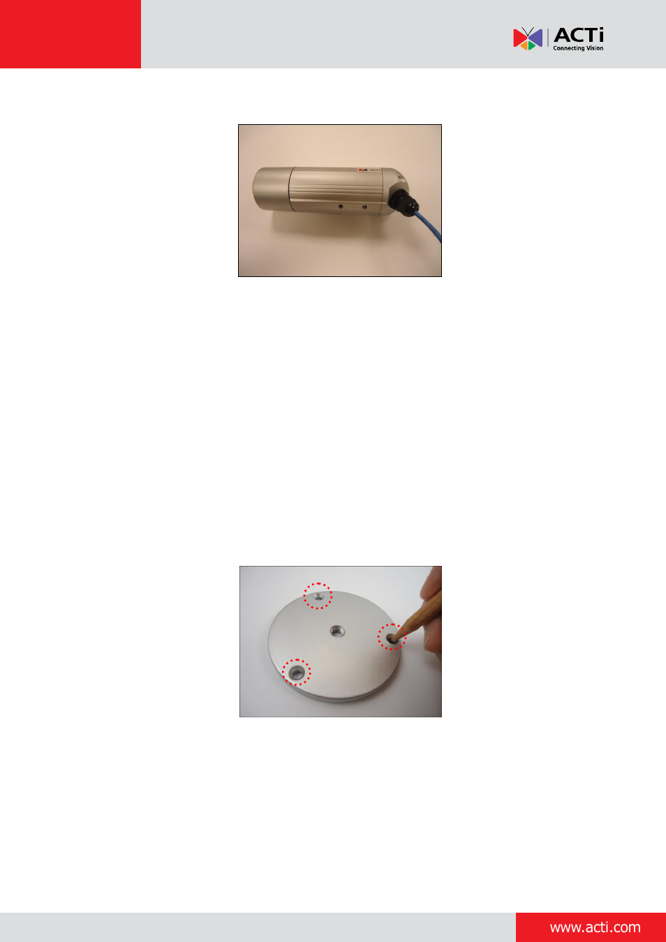 Step 3: install the bracket, Installation guide | ACTi Bullet Camera on Straight Wall with Bundled Bracket User Manual | Page 19 / 56