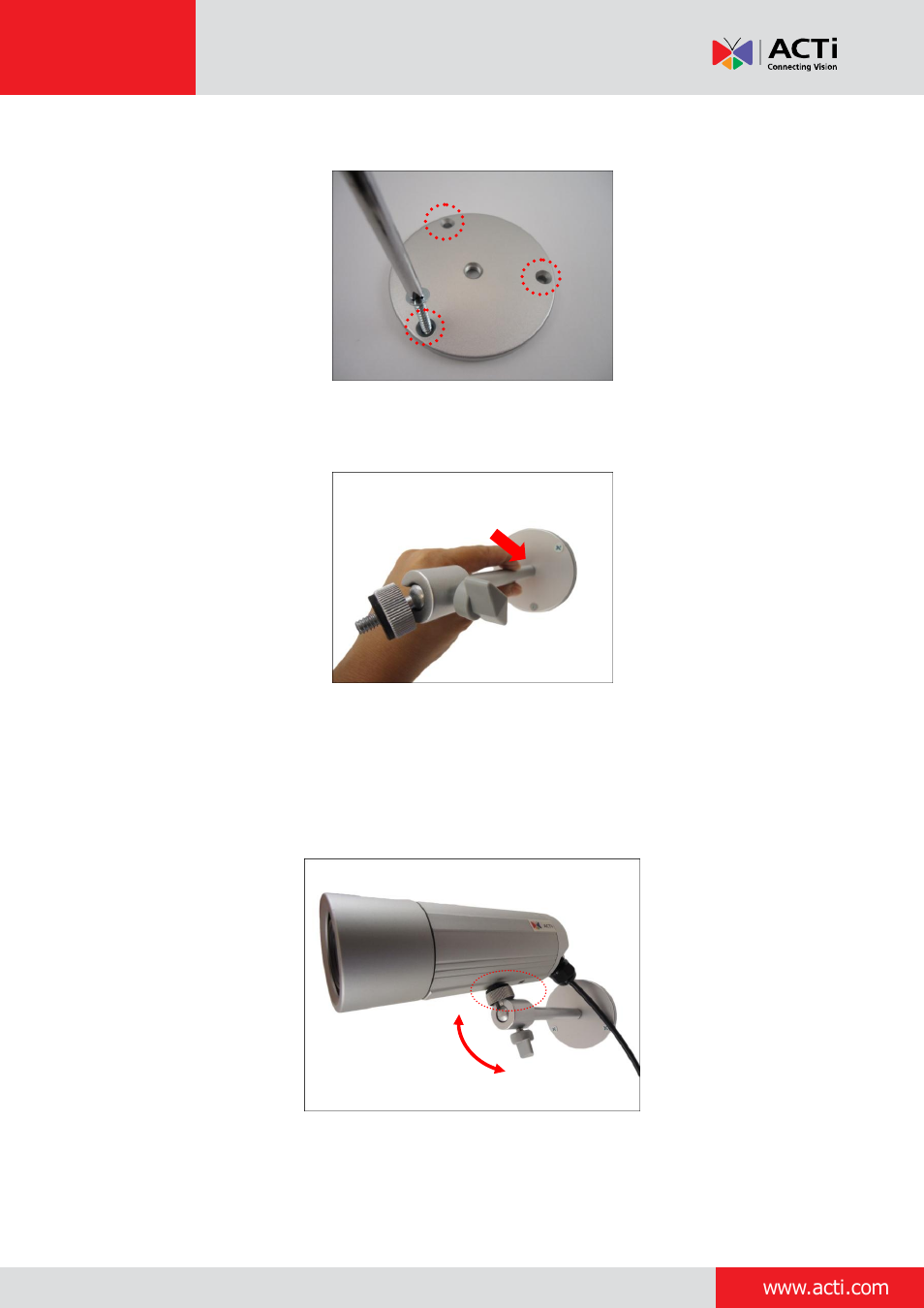 Step 4: install the camera | ACTi Bullet Camera on Straight Wall with Bundled Bracket User Manual | Page 20 / 56