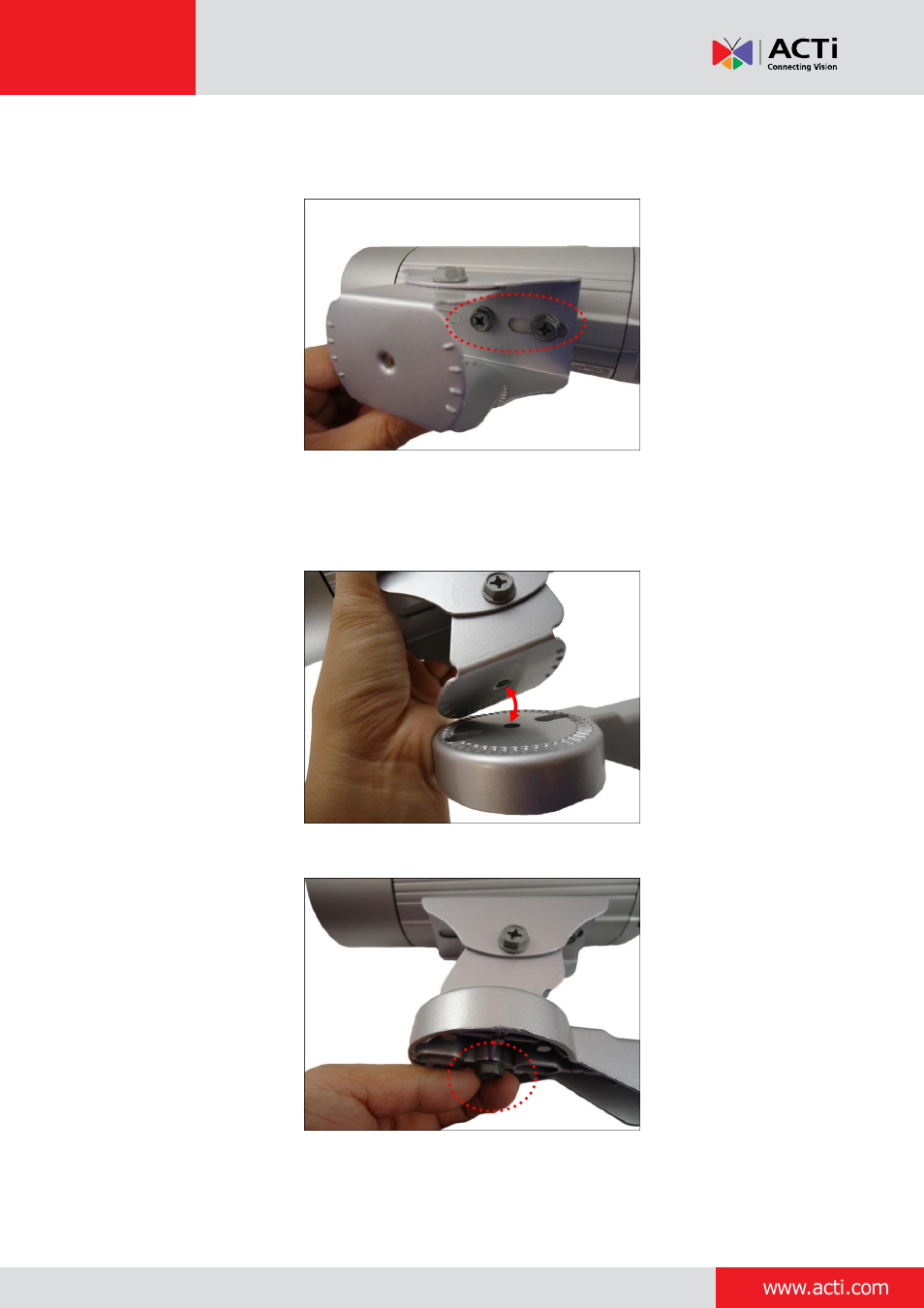 Step 2: install the camera | ACTi Bullet Camera on Straight Wall with Bundled Bracket User Manual | Page 24 / 56
