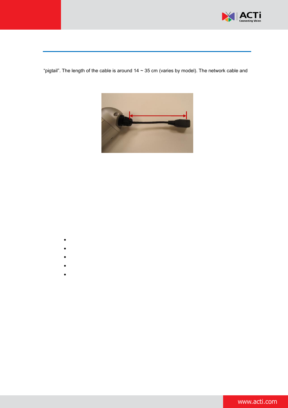 ACTi Bullet Camera on Straight Wall with Bundled Bracket User Manual | Page 35 / 56