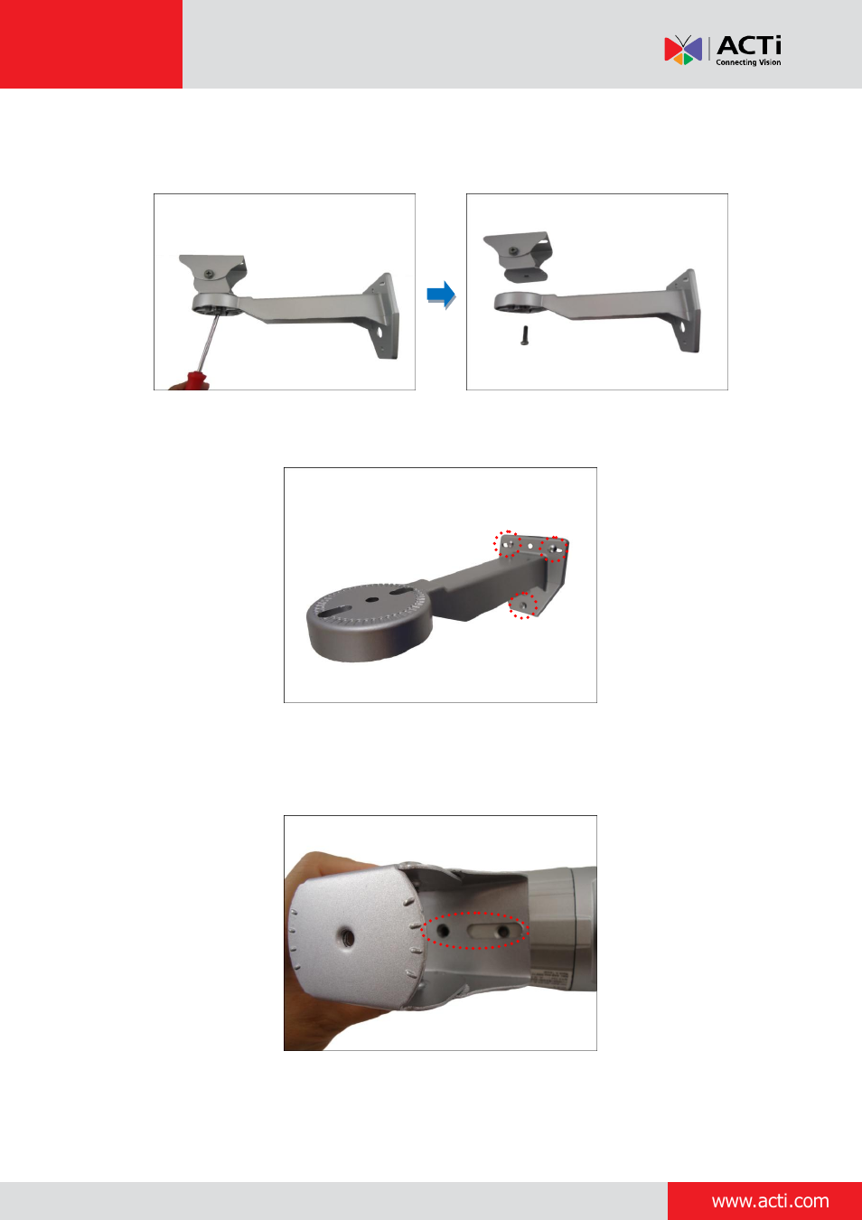 Step 3: install the bracket | ACTi Bullet Camera on Straight Wall with Bundled Bracket User Manual | Page 39 / 56