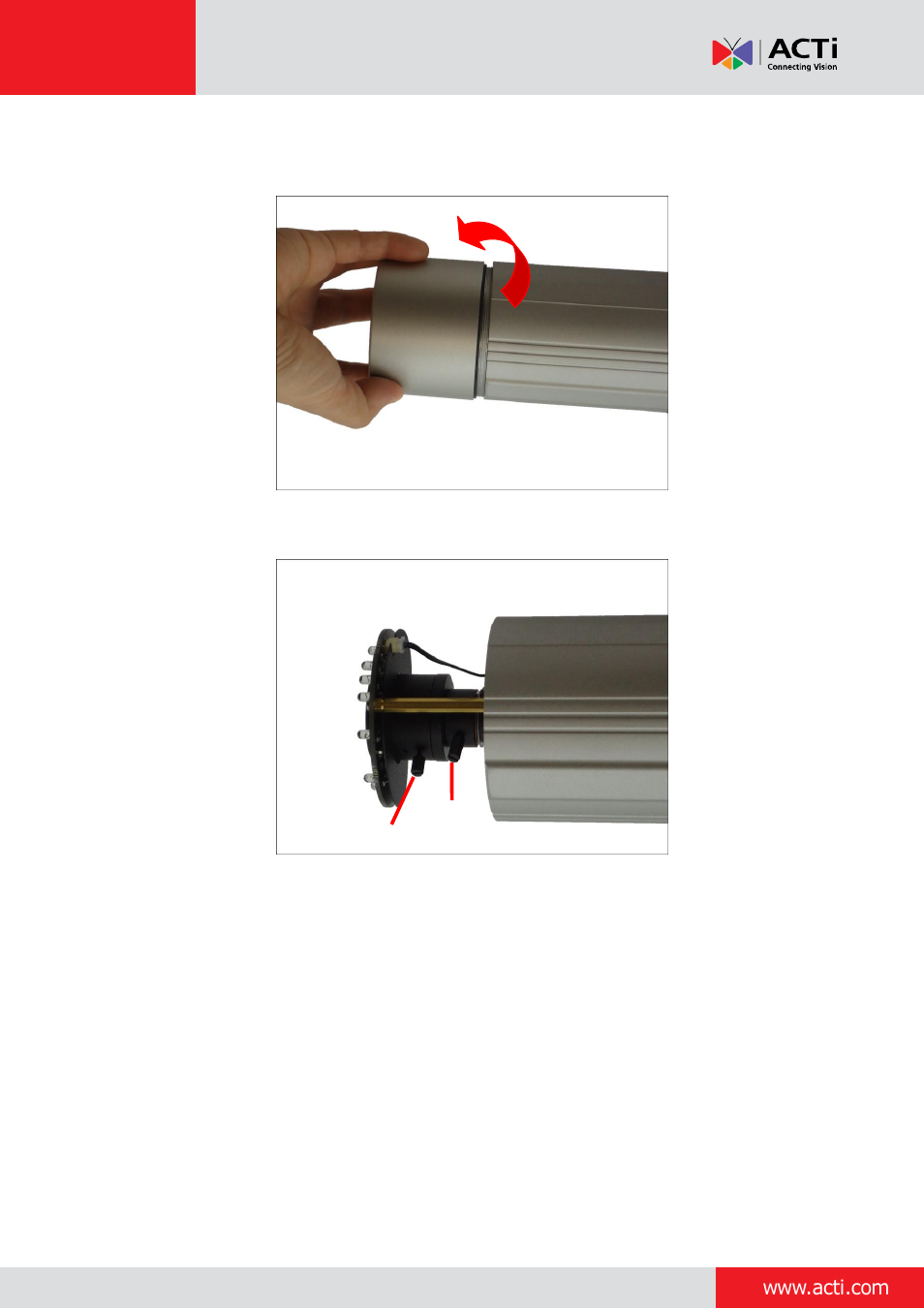 D4x / e41 / e41a / e42 / e42a / e43 / e43a series, D4x / e41 / e41a / e42, E42a / e43 / e43a series | E 52 | ACTi Bullet Camera on Straight Wall with Bundled Bracket User Manual | Page 52 / 56