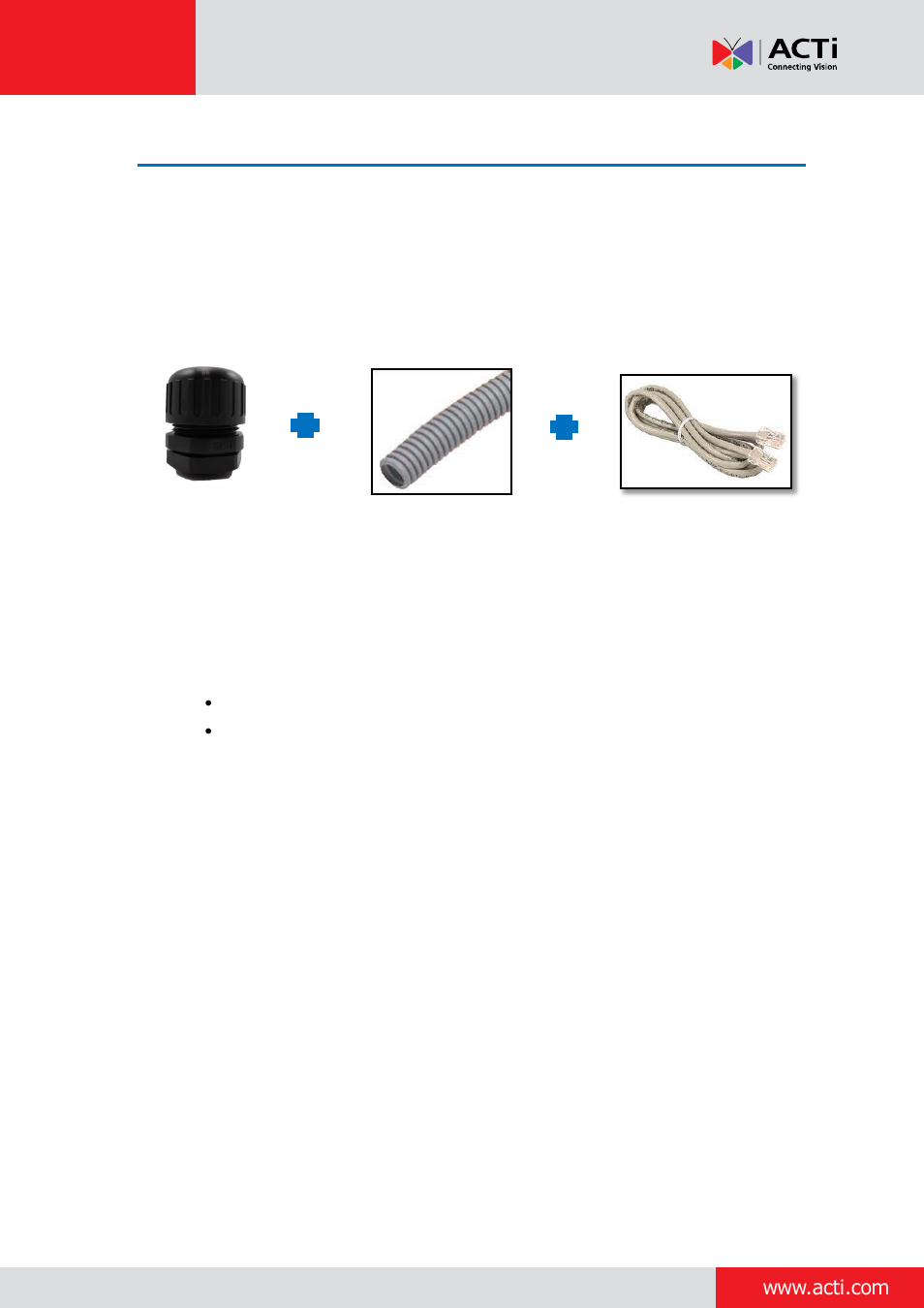 ACTi Bullet Camera on Straight Wall with Bundled Bracket User Manual | Page 9 / 56