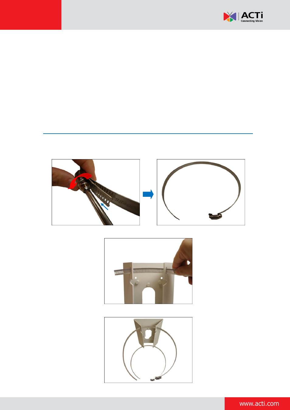 Step 1: attach the pole mount kit | ACTi Indoor PTZ on Vertical Pole with Accessory Sets of PMAX-0305 User Manual | Page 4 / 12