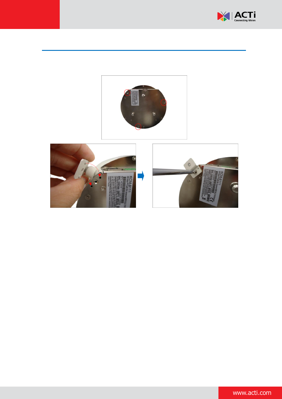 Step 3: attach the fixing bracket | ACTi Indoor PTZ on Dropped Ceiling User Manual | Page 4 / 9