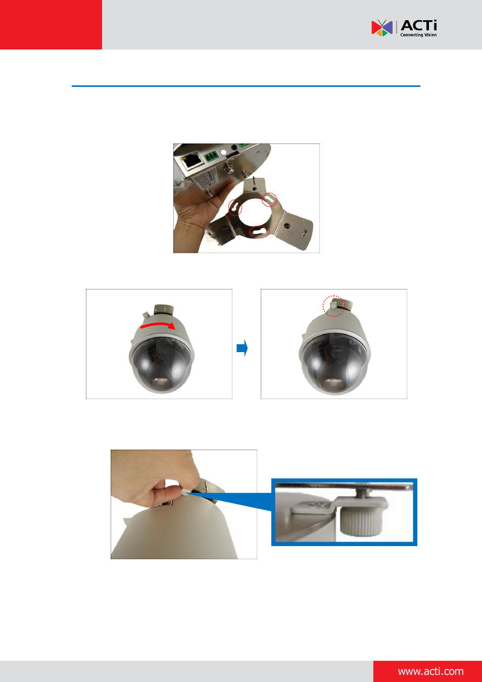 Step 4: install the camera | ACTi Indoor PTZ on Dropped Ceiling User Manual | Page 5 / 9