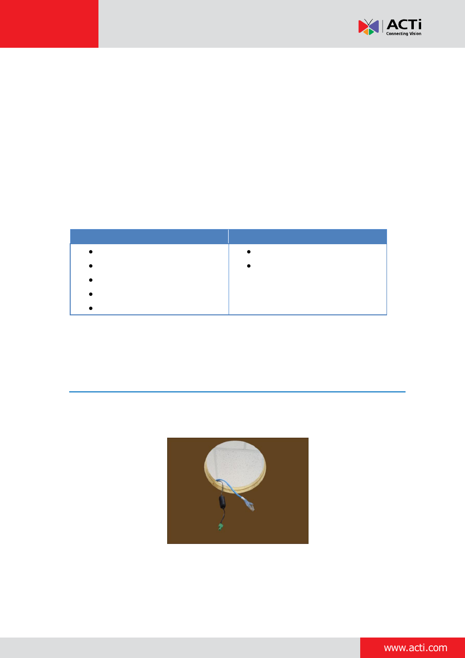 Installation procedures, Step 1: drill a hole on the ceiling | ACTi Indoor PTZ on Dropped Ceiling with Flush Mount User Manual | Page 3 / 10