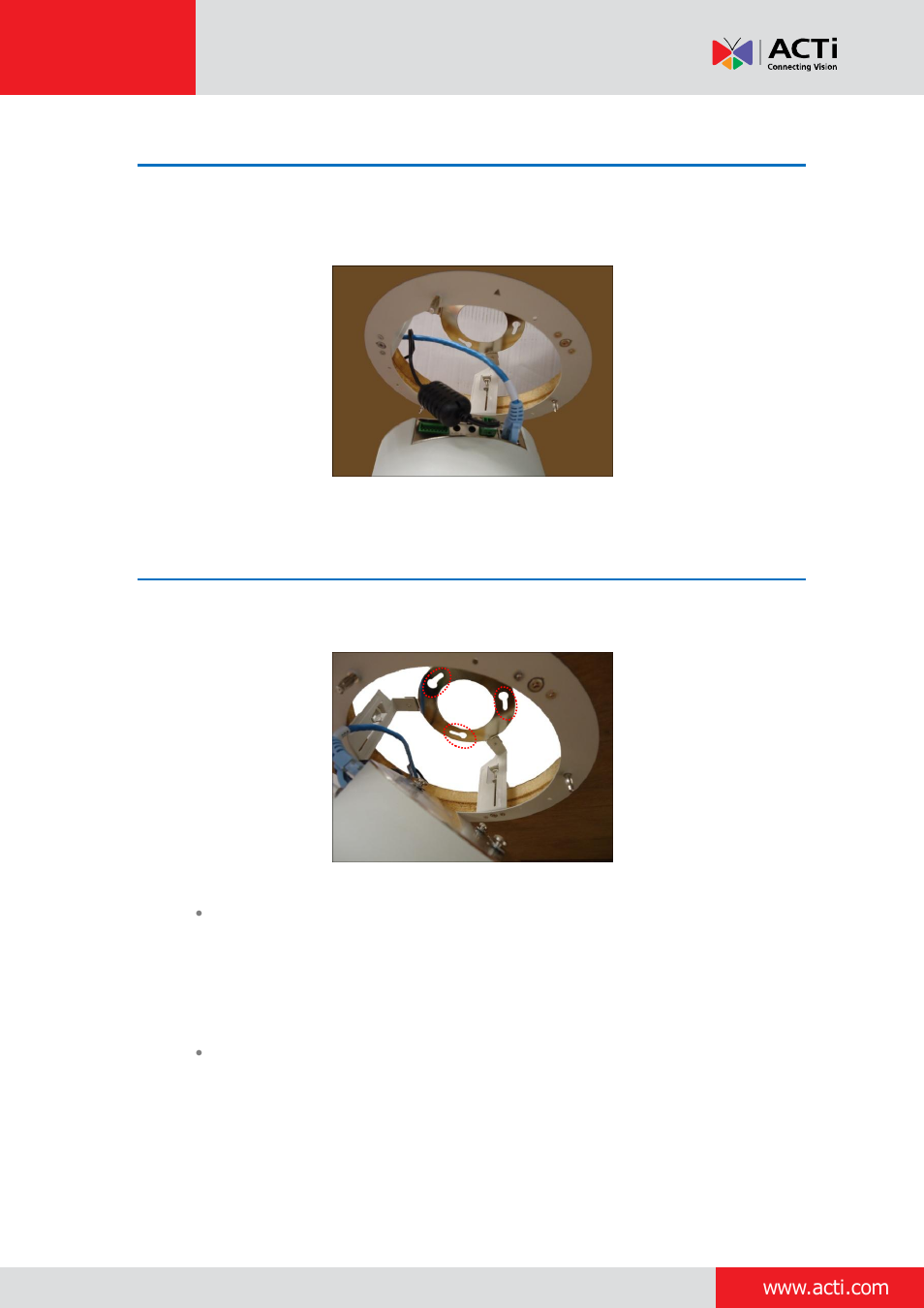 Step 6: install the camera | ACTi Indoor PTZ on Dropped Ceiling with Flush Mount User Manual | Page 7 / 10