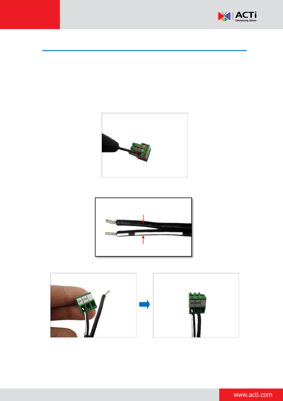 How to connect a power adapter (optional), How to connect a, Power adapter (optional) | ACTi Outdoor Mini PTZ Dome on Dropped Ceiling User Manual | Page 20 / 28