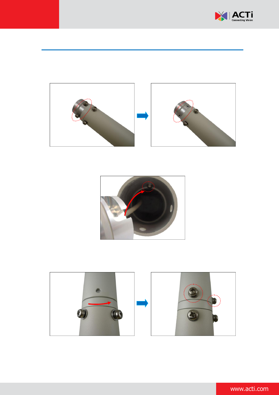 How to install extension tubes | ACTi Indoor Dome (D5xE5x) on Horizontal Pole with Pendant Mount User Manual | Page 23 / 25