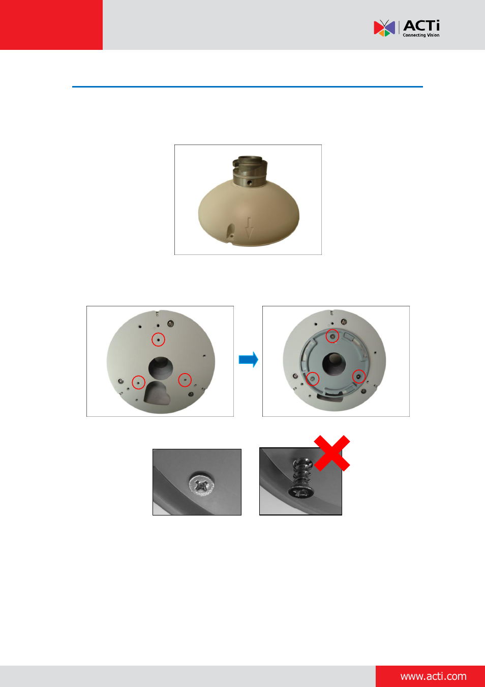Step 4: prepare the mount kit | ACTi Indoor Dome (D5xE5x) on Horizontal Pole with Pendant Mount User Manual | Page 8 / 25