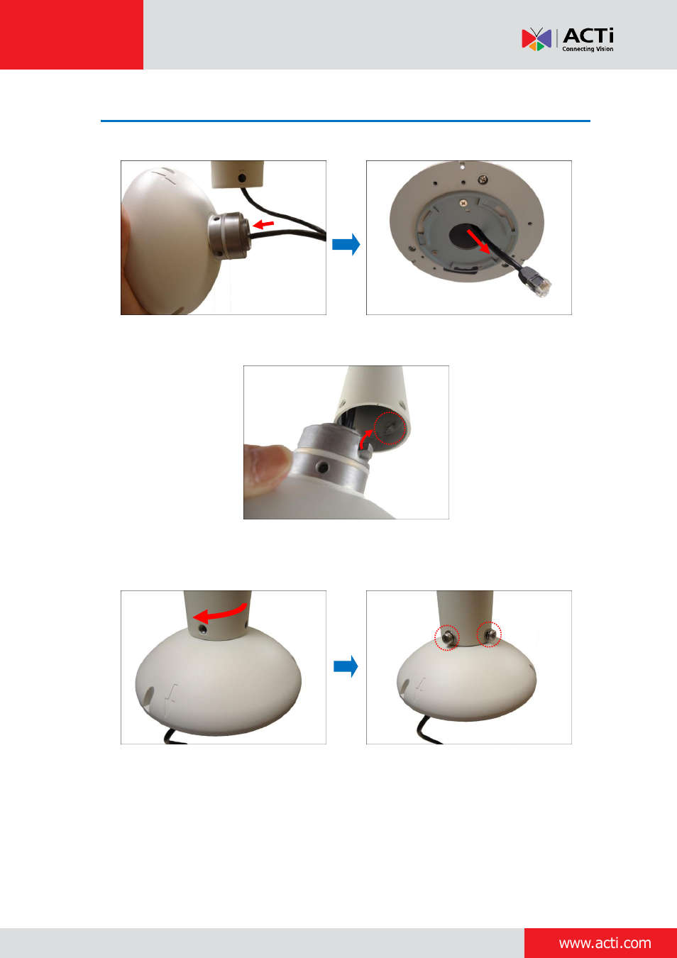 Step 5: install the mount kit | ACTi Indoor Dome (D5xE5x) on Horizontal Pole with Pendant Mount User Manual | Page 9 / 25