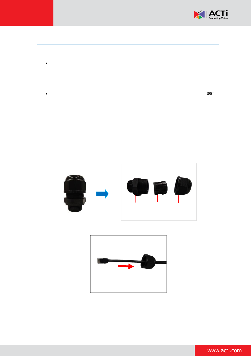 Step 4: connect the cable(s), Waterproof solution with naked cable, Installation guide | ACTi Outdoor Hemispheric / Fisheye Dome on Straight Wall with Tilted Mount User Manual | Page 6 / 23