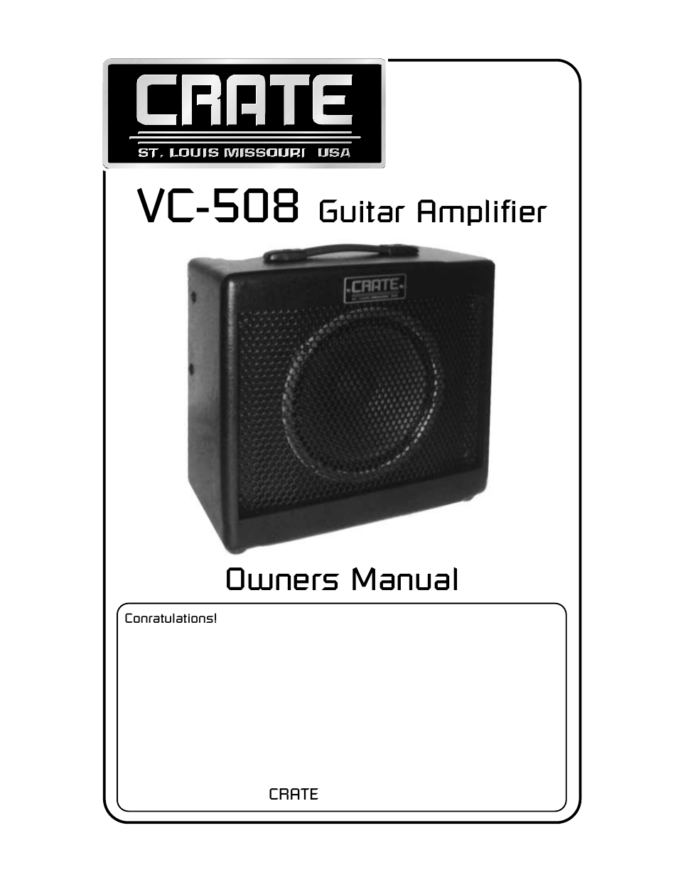 Crate Amplifiers VC-508 User Manual | 4 pages