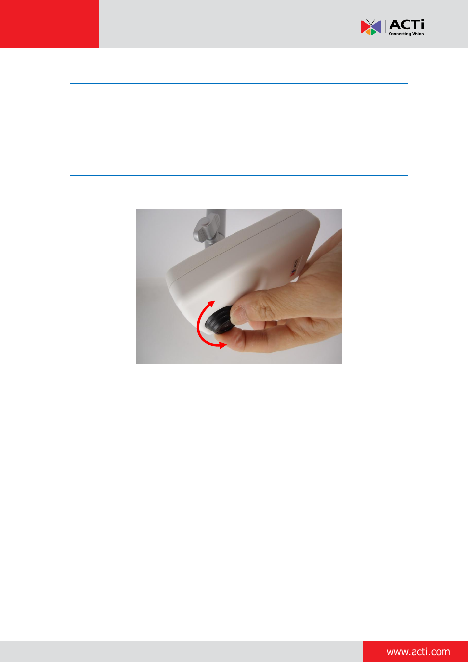 Step 4: access the camera live view, Step 5: adjust the viewing angle and focus | ACTi Cube Camera on Ceiling with Bundled Bracket User Manual | Page 7 / 17