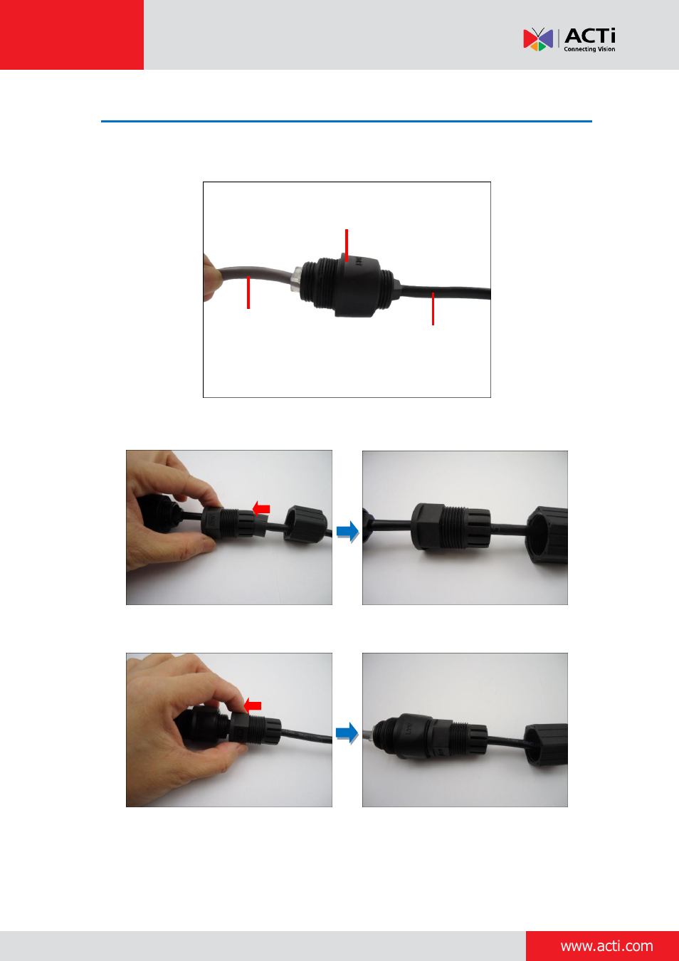 Step 3: connect the cables, Installation guide | ACTi Bullet Camera (E44~E46) on Tilted Wall with Integrated Bracket User Manual | Page 12 / 35