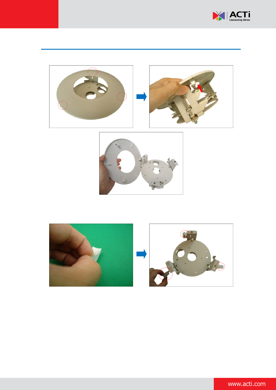 Step 3: prepare the flush mount | ACTi Indoor Dome (D5xE5x) on Dropped Ceiling with Flush Mount User Manual | Page 5 / 23