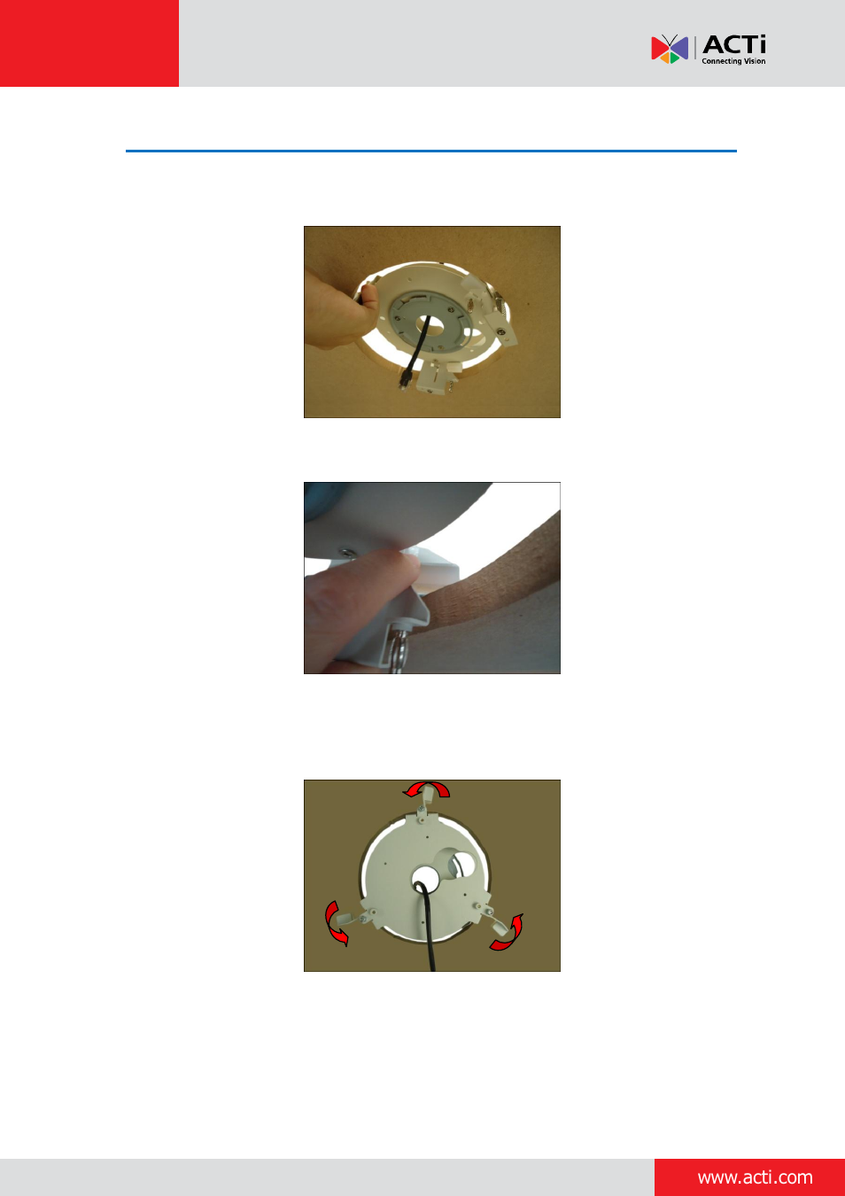Step 5: install the flush mount | ACTi Indoor Dome (D5xE5x) on Dropped Ceiling with Flush Mount User Manual | Page 7 / 23