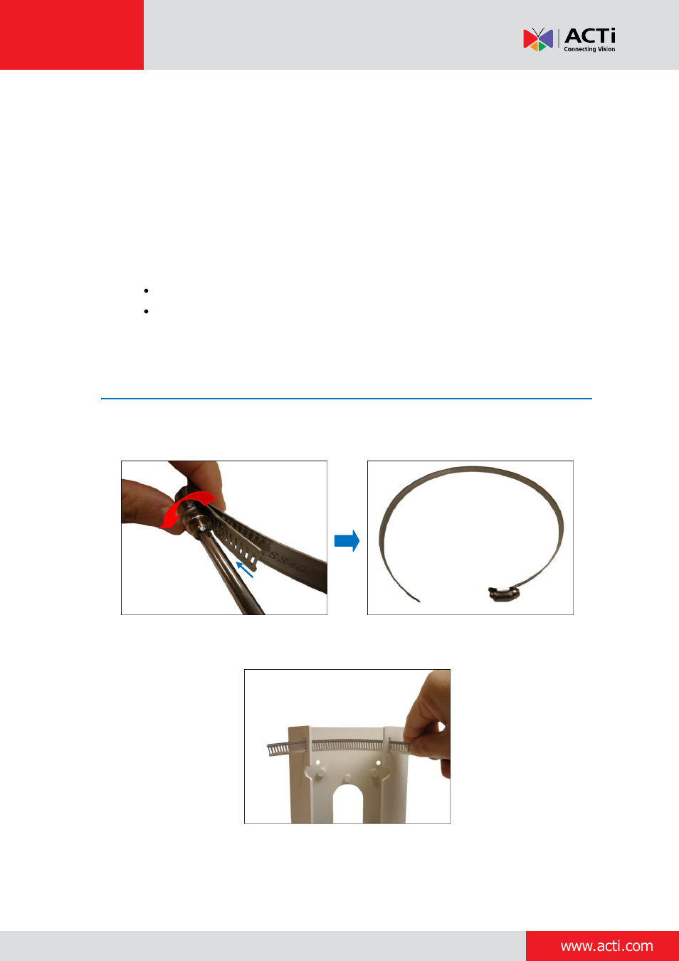 Step 1: attach the pole mount and bracket, Outdoor housing | ACTi Indoor Box Camera with Outdoor Housing on Vertical Pole User Manual | Page 21 / 44