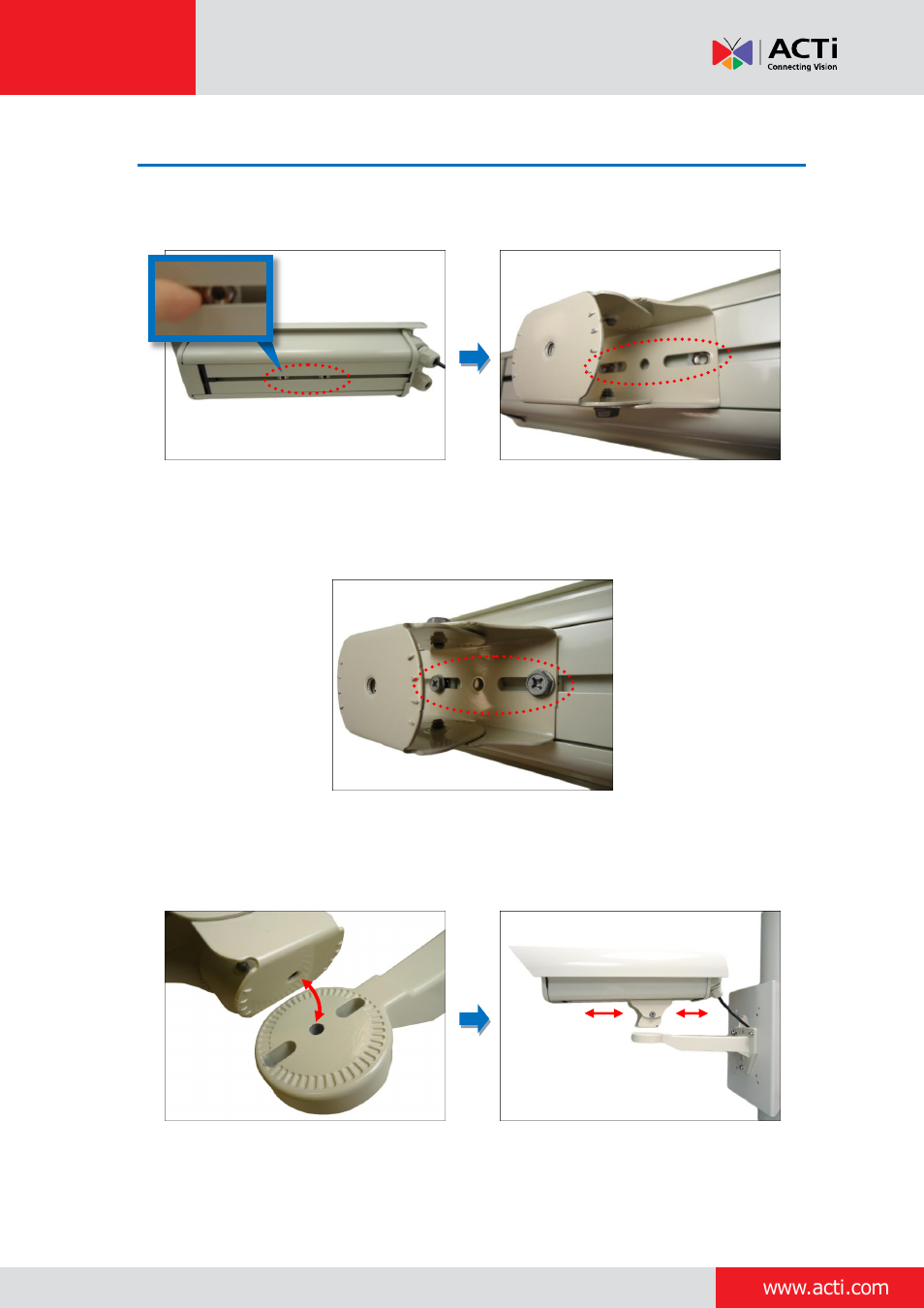 Step 8: attach the outdoor housing to the bracket | ACTi Indoor Box Camera with Outdoor Housing on Vertical Pole User Manual | Page 31 / 44