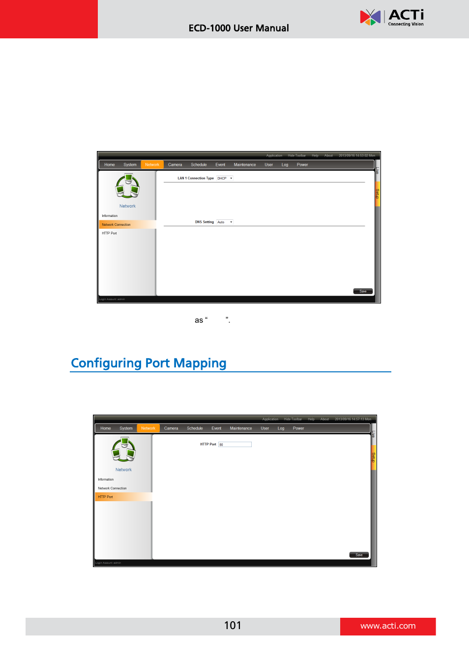 Obtaining the ip address automatically, Configuring port mapping, Obtaining the ip address | Automatically | ACTi ECD-1000 User Manual | Page 101 / 135