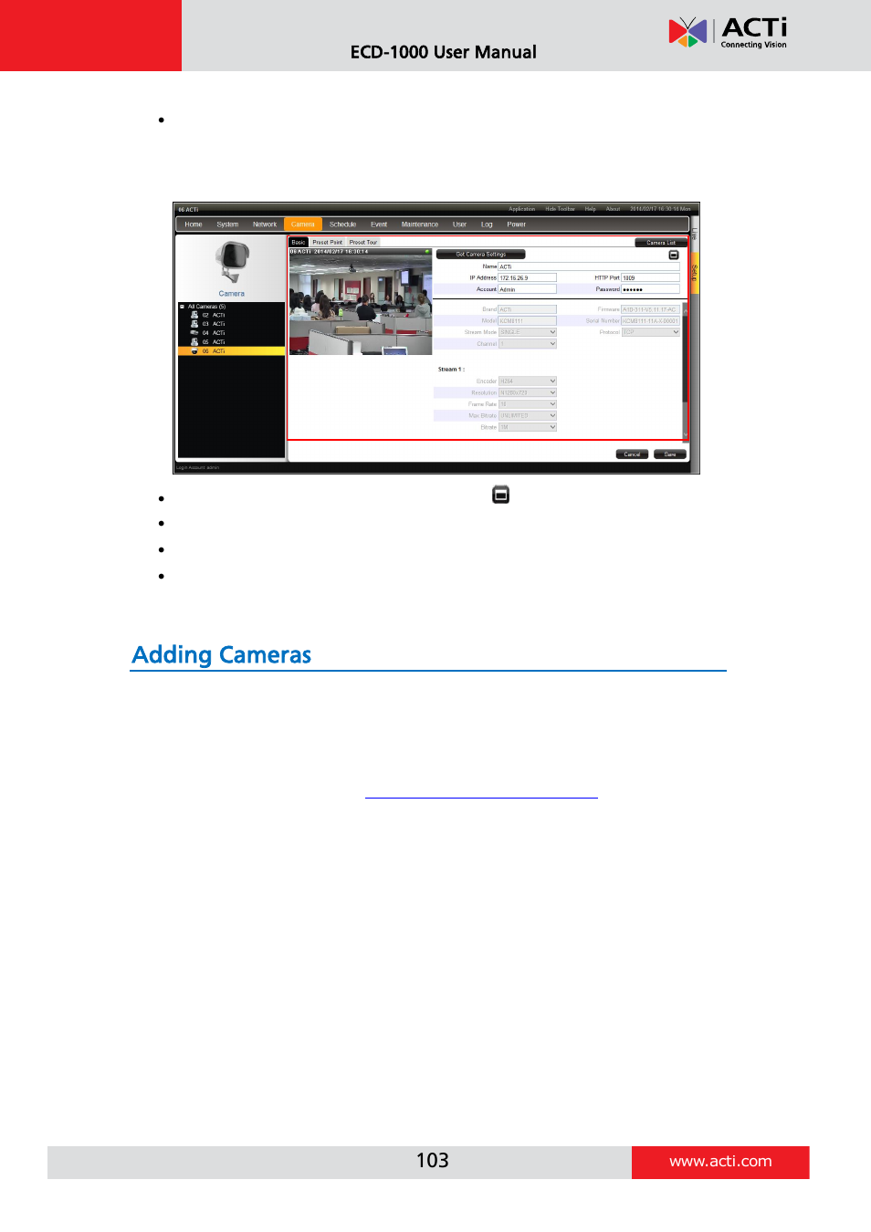 Adding cameras, Searching cameras to add | ACTi ECD-1000 User Manual | Page 103 / 135