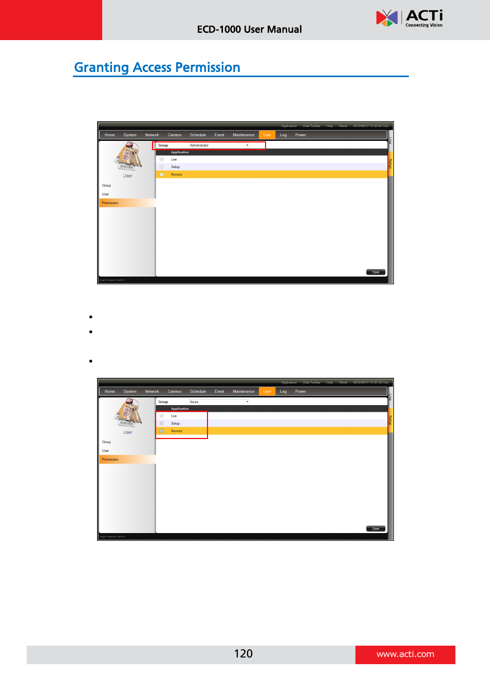 Granting access permission | ACTi ECD-1000 User Manual | Page 120 / 135