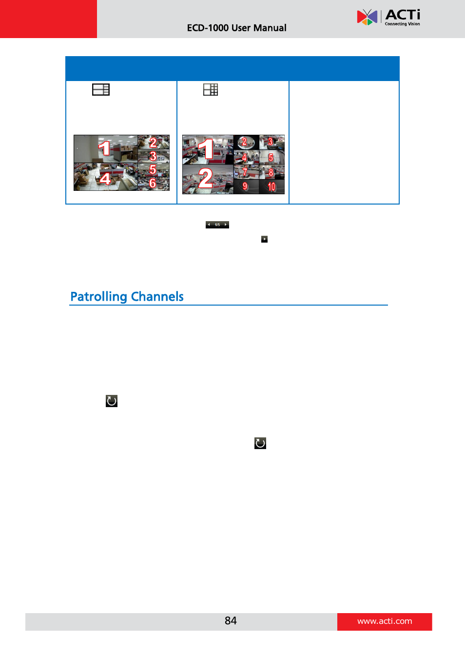 Patrolling channels, Patrolling, Channels | ACTi ECD-1000 User Manual | Page 84 / 135