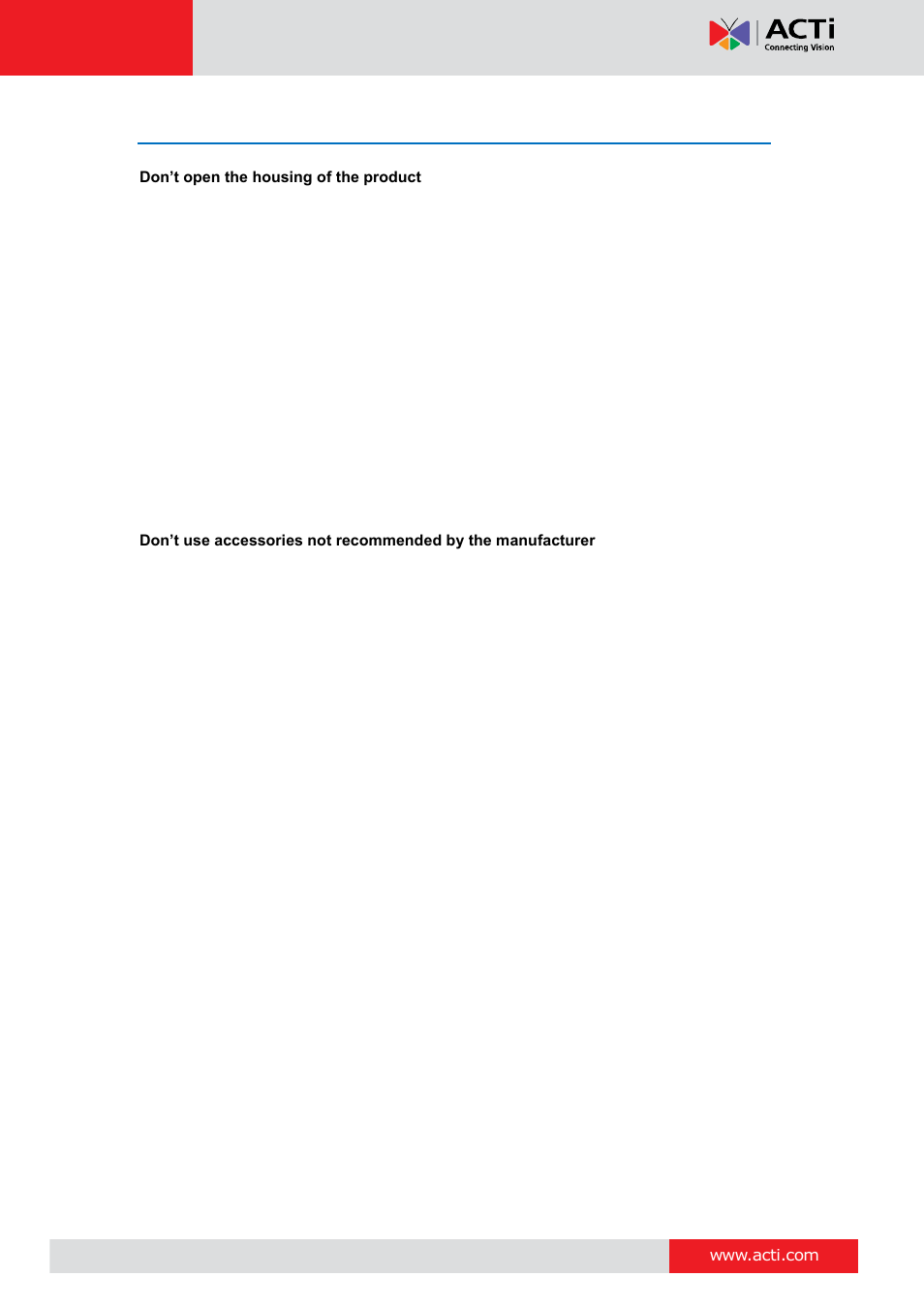 Safety instructions, Hardware manual | ACTi E12A User Manual | Page 5 / 22