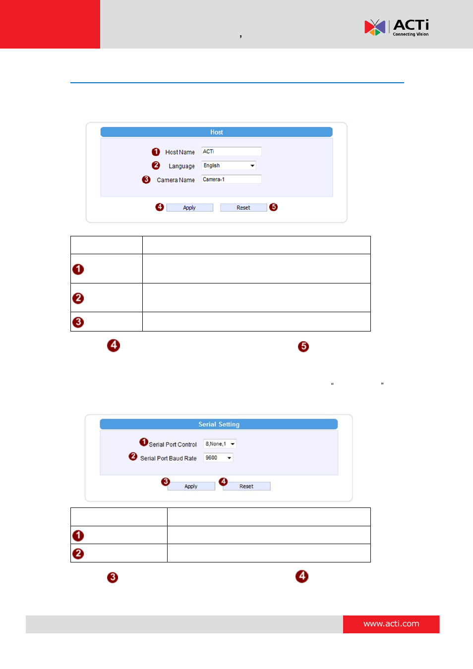 Host | ACTi Camera Firmware V.5.12.12 User Manual | Page 20 / 101