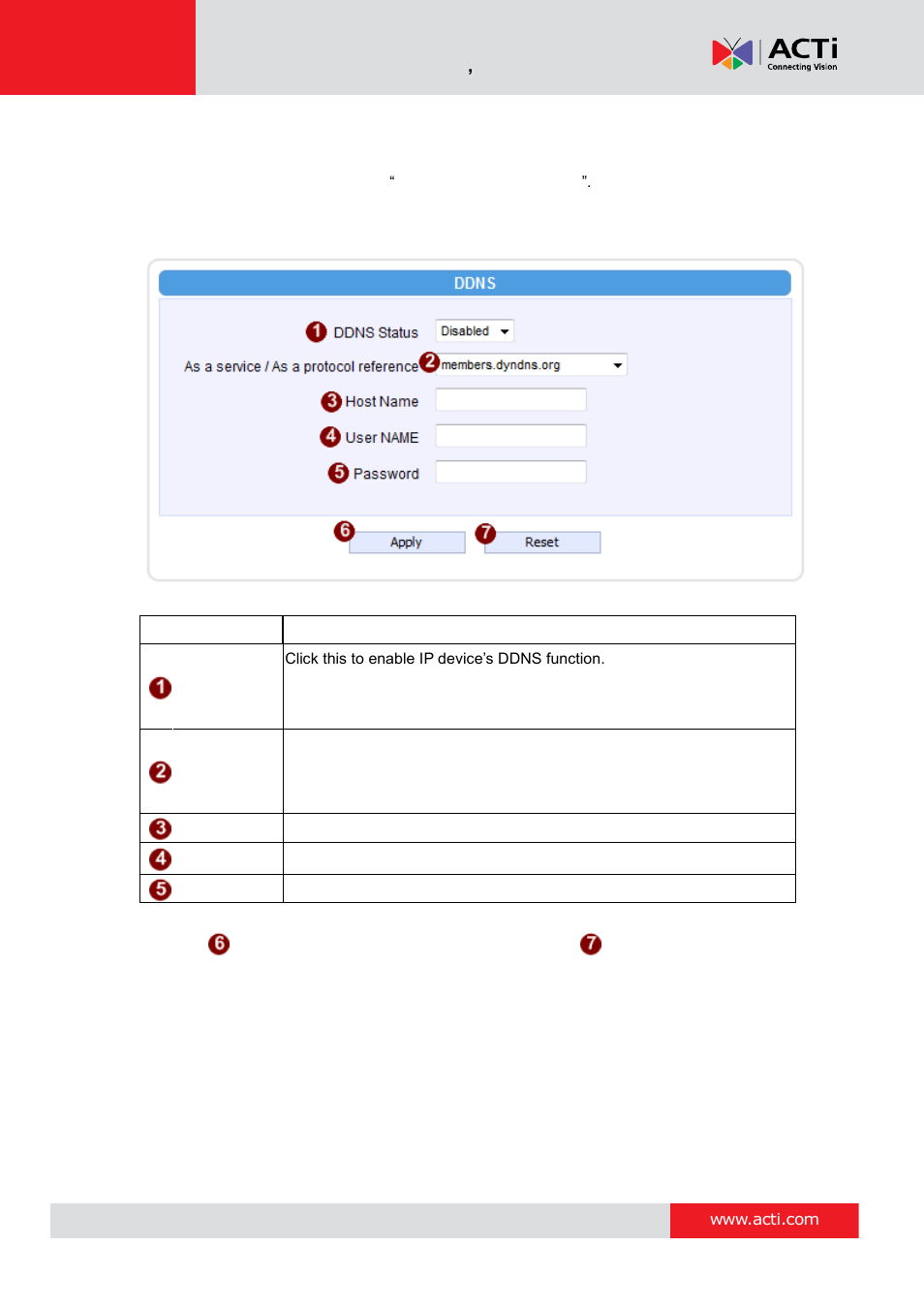Ddns | ACTi Camera Firmware V.5.12.12 User Manual | Page 35 / 101