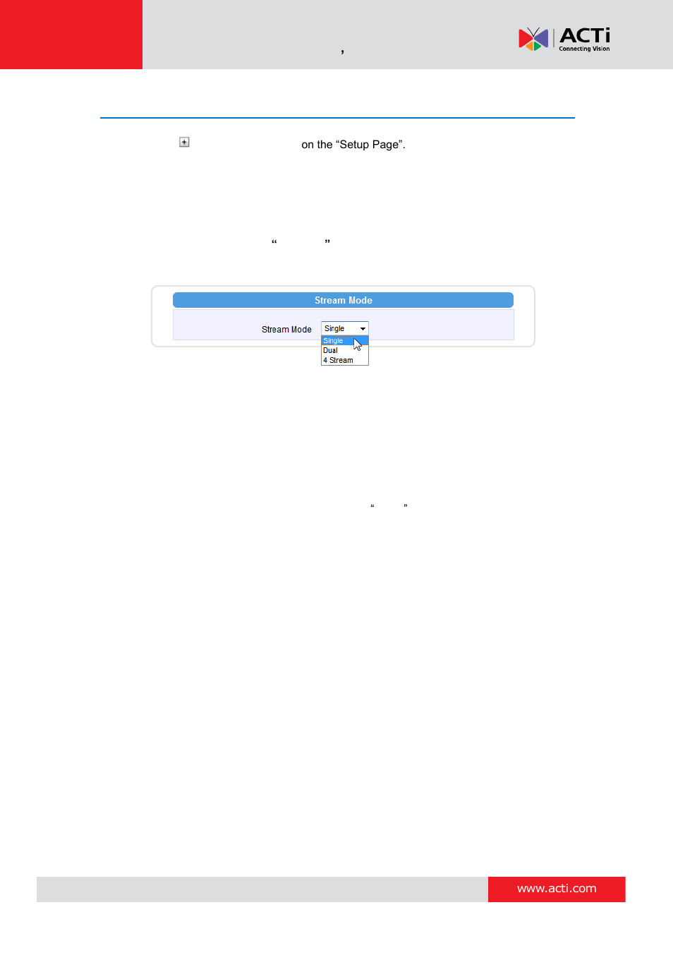 Video & audio, Stream mode | ACTi Camera Firmware V.5.12.12 User Manual | Page 36 / 101