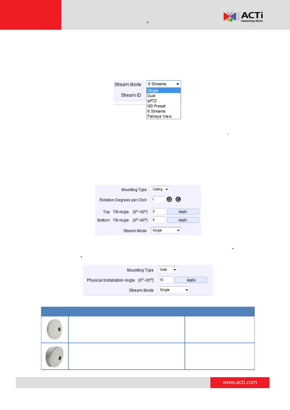 Camera options | ACTi Camera Firmware V.5.12.12 User Manual | Page 39 / 101
