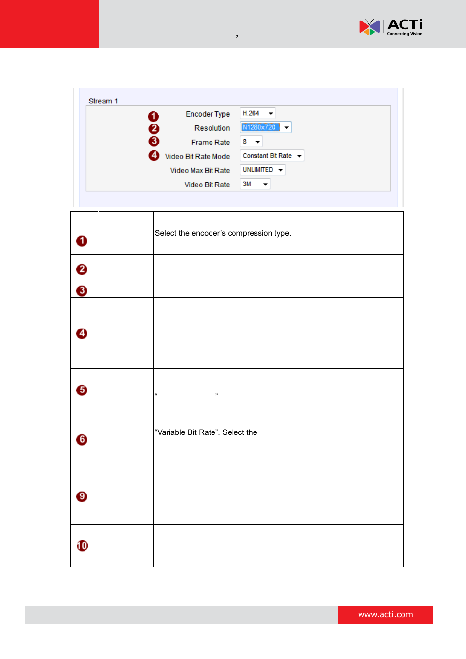 Compression | ACTi Camera Firmware V.5.12.12 User Manual | Page 43 / 101