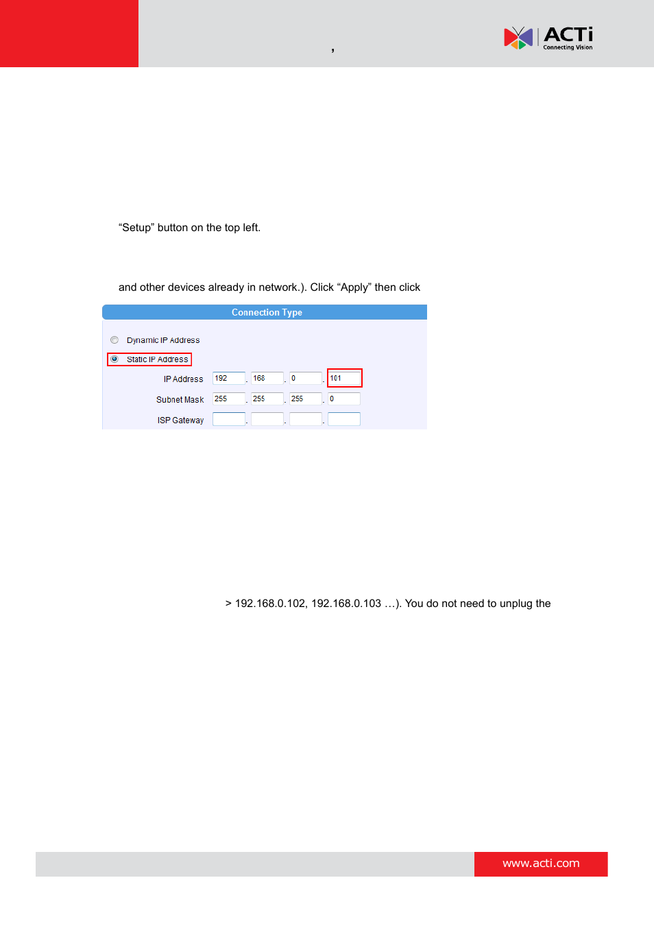 ACTi Camera Firmware V.5.12.12 User Manual | Page 6 / 101