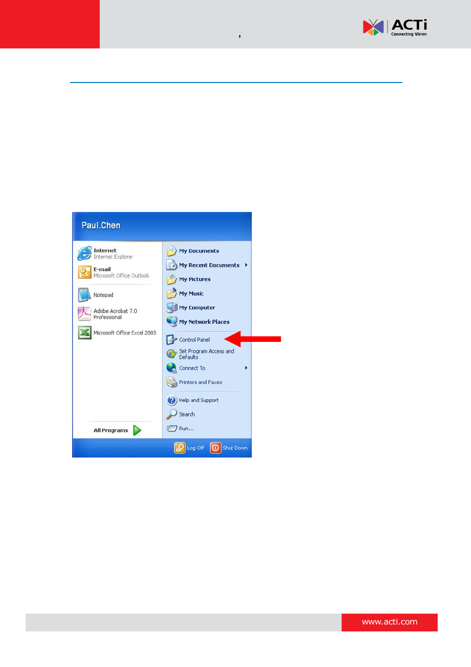 Sample screenshots to setup ip of your pc (win xp) | ACTi Camera Firmware V.5.12.12 User Manual | Page 7 / 101