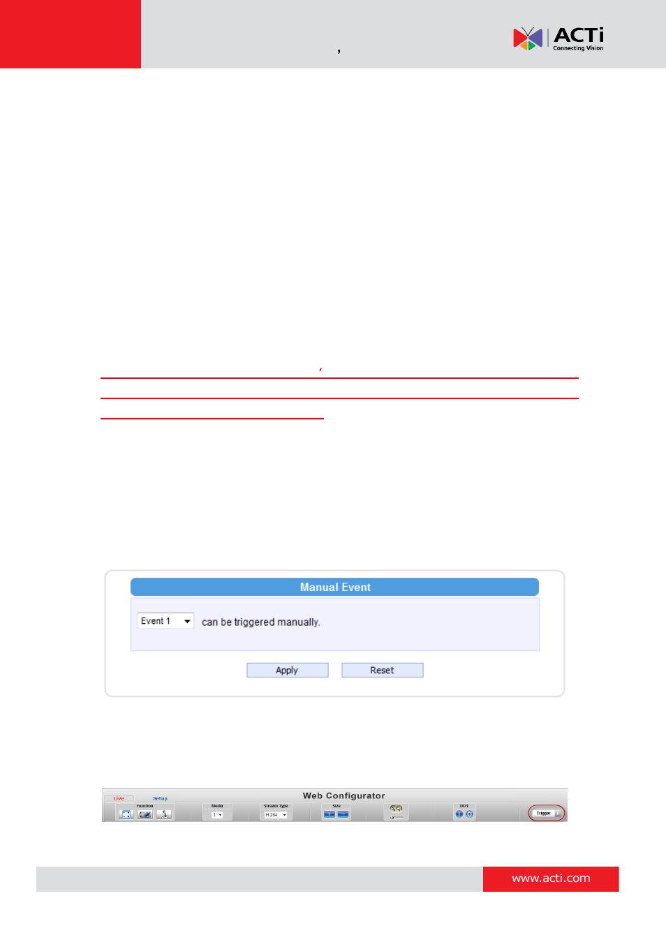 Manual event | ACTi Camera Firmware V.5.12.12 User Manual | Page 77 / 101