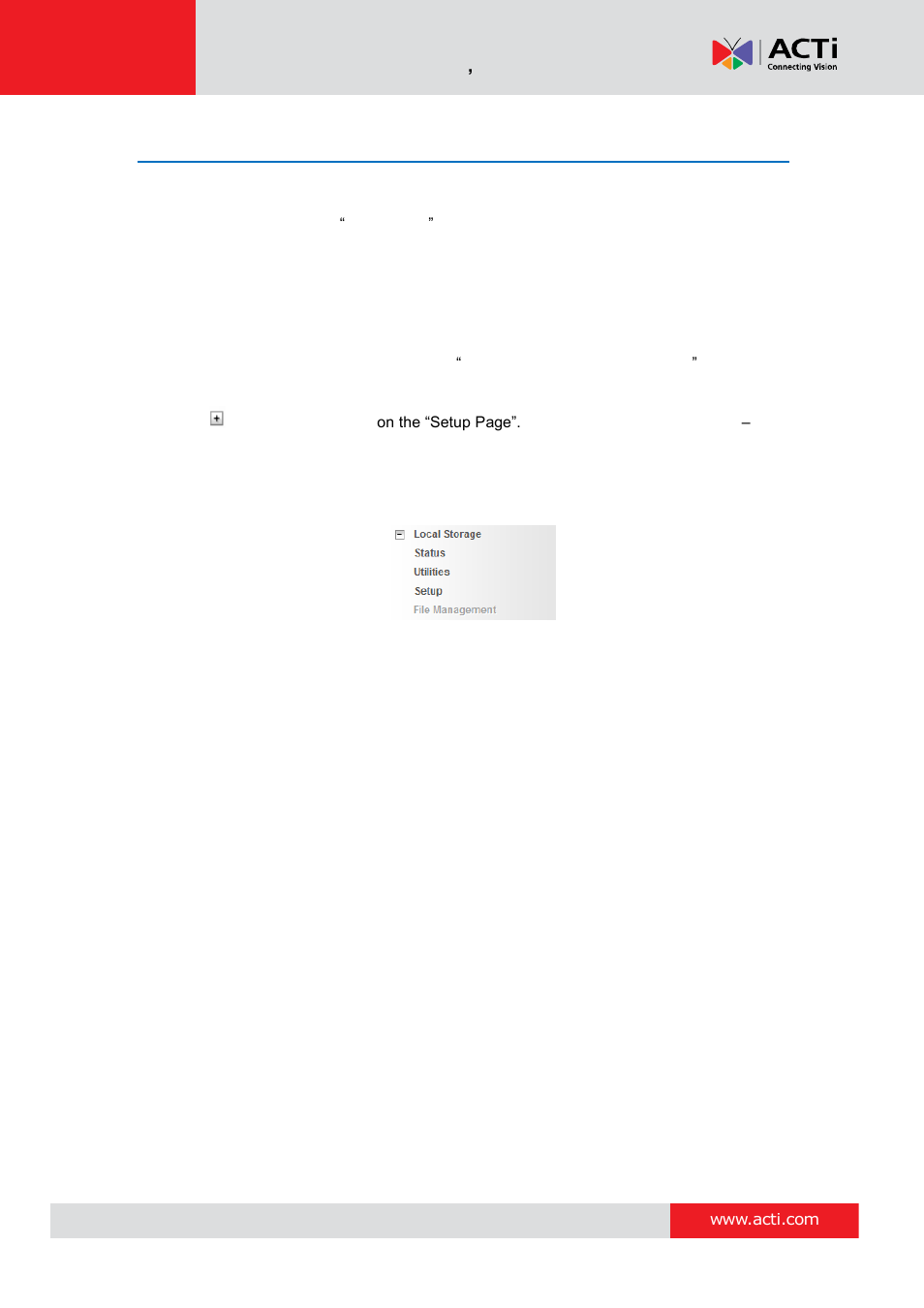 Local storage management | ACTi Camera Firmware V.5.12.12 User Manual | Page 78 / 101