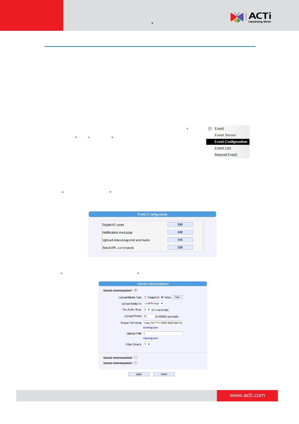 Event handler with local storage | ACTi Camera Firmware V.5.12.12 User Manual | Page 91 / 101