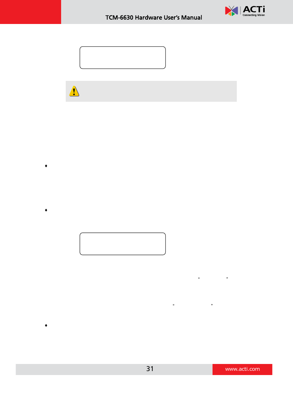 Focus, Aperture, Tcm-6630 hardware user’s manual | ACTi TCM-6630 User Manual | Page 31 / 55
