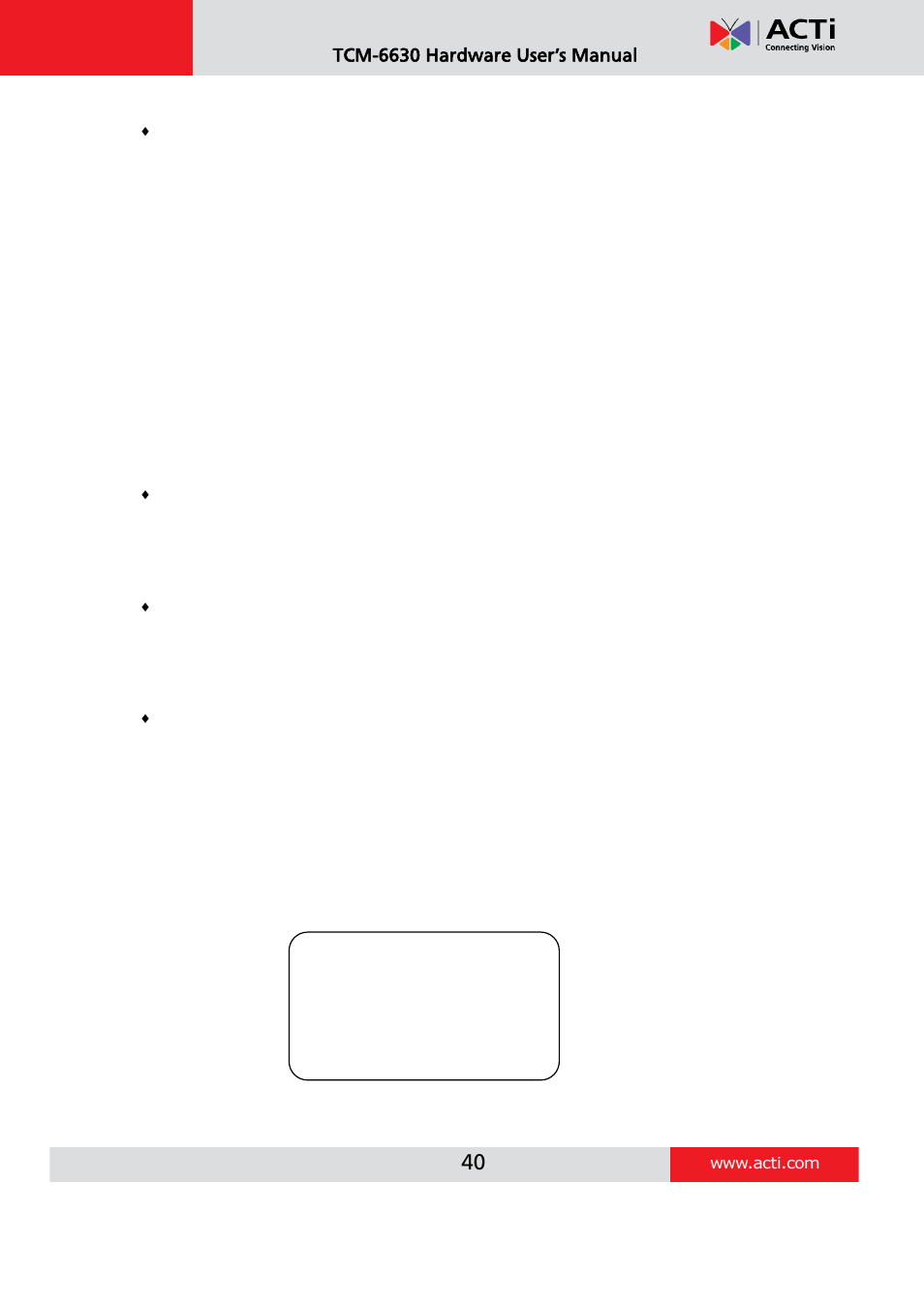 Seqence, Tcm-6630 hardware user’s manual | ACTi TCM-6630 User Manual | Page 40 / 55