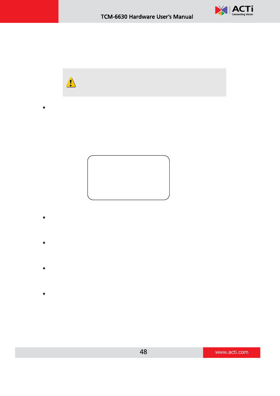 Time function, Exit osd, Tcm-6630 hardware user’s manual | ACTi TCM-6630 User Manual | Page 48 / 55