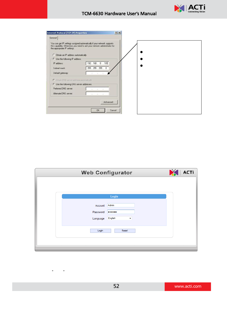 ACTi TCM-6630 User Manual | Page 52 / 55