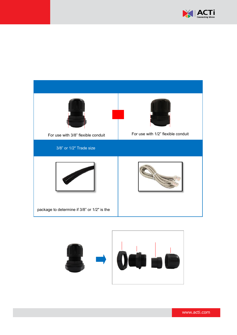 Waterproof solution with conduit, Waterproof solution with, Conduit | Hardware manual | ACTi KCM-7111 User Manual | Page 16 / 38