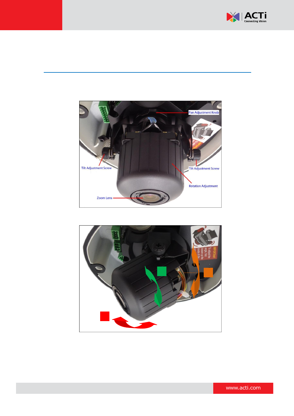 Other adjustments, How to adjust focus and viewing angle, Kcm-7311 | E 29 | ACTi KCM-7111 User Manual | Page 29 / 38