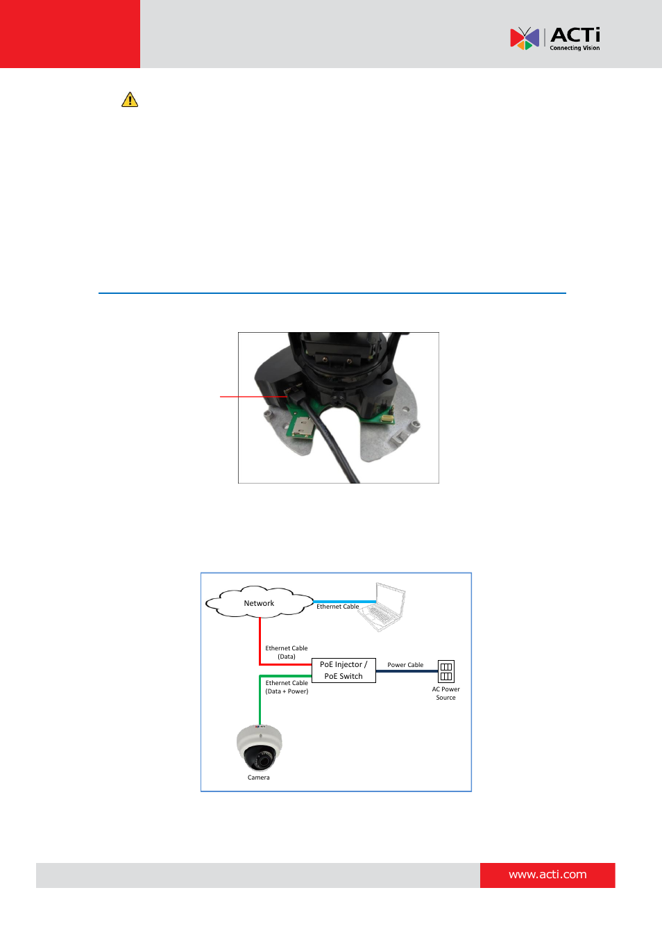Step 4: connect the cable, Hardware manual | ACTi D61 User Manual | Page 17 / 33