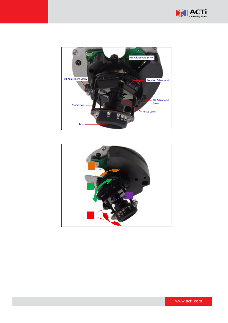 D64, d65, e61, e62, e63, e64, e65 camera models, Hardware manual | ACTi D61 User Manual | Page 22 / 33