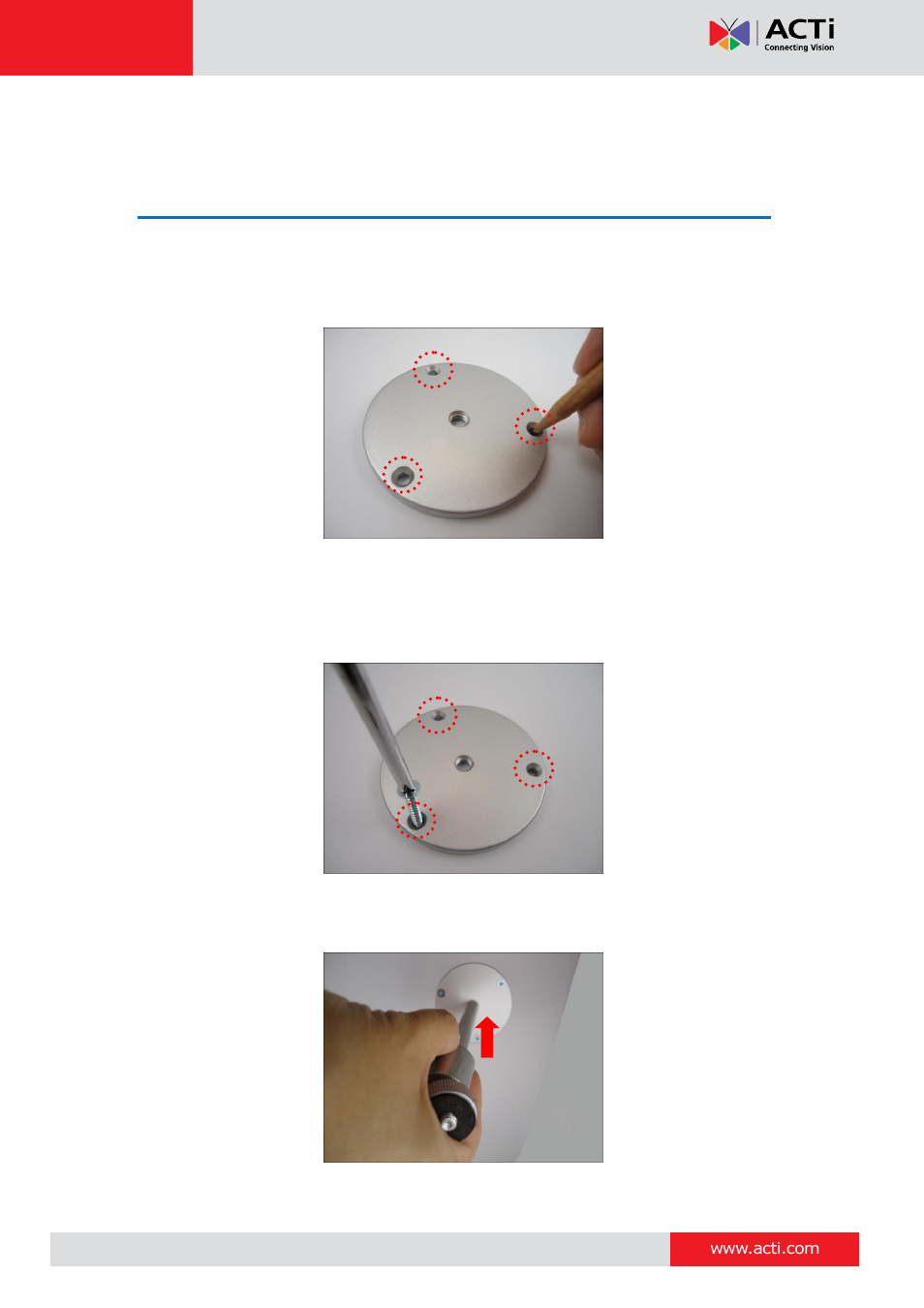 Installation procedures, Mount the camera, Using the bundled bracket | ACTi E31 User Manual | Page 10 / 34