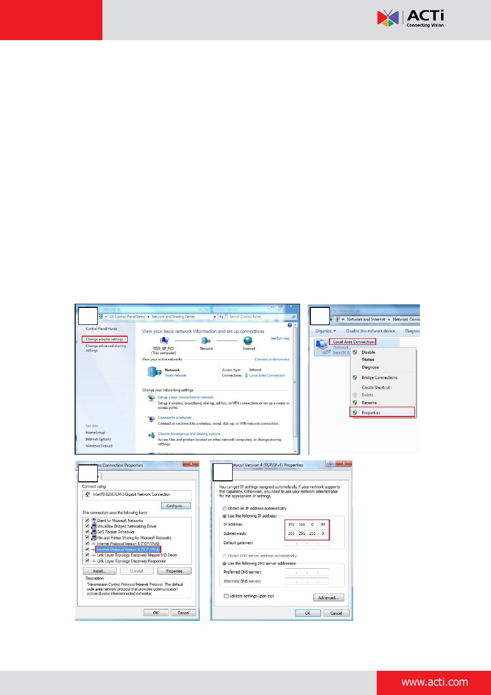 Using the default camera ip address | ACTi D11 User Manual | Page 19 / 23